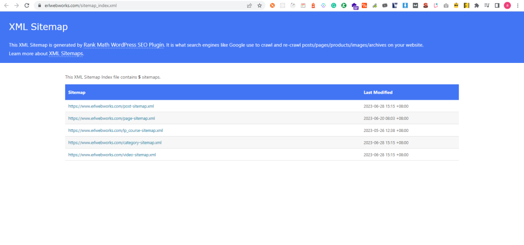 Erl Webworks sitemap.xml