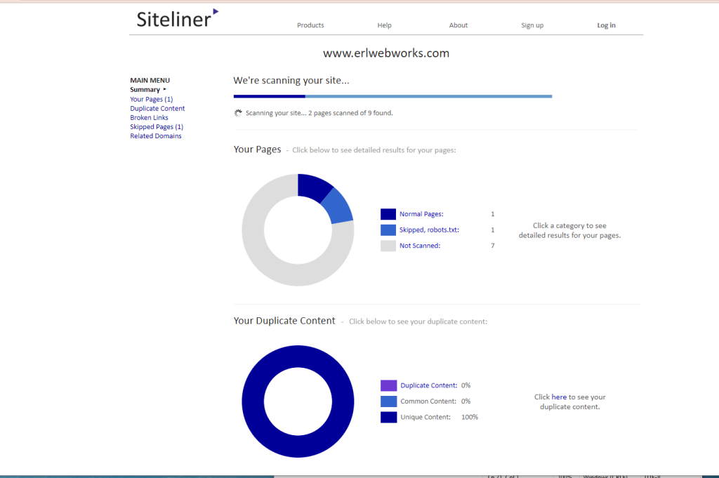 Siteliner Duplicate checker tool